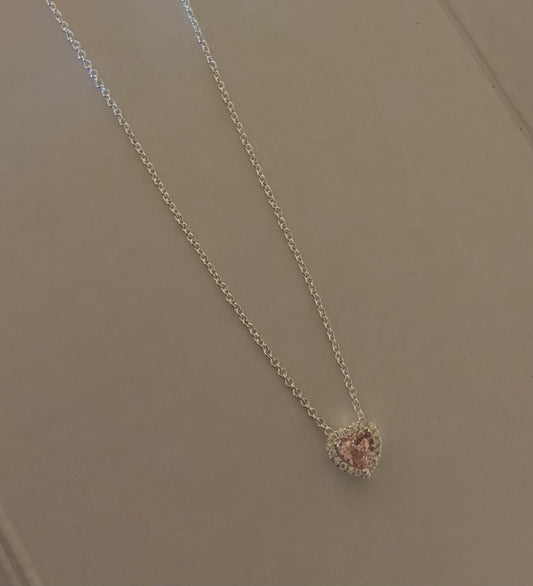 Pink heart necklace